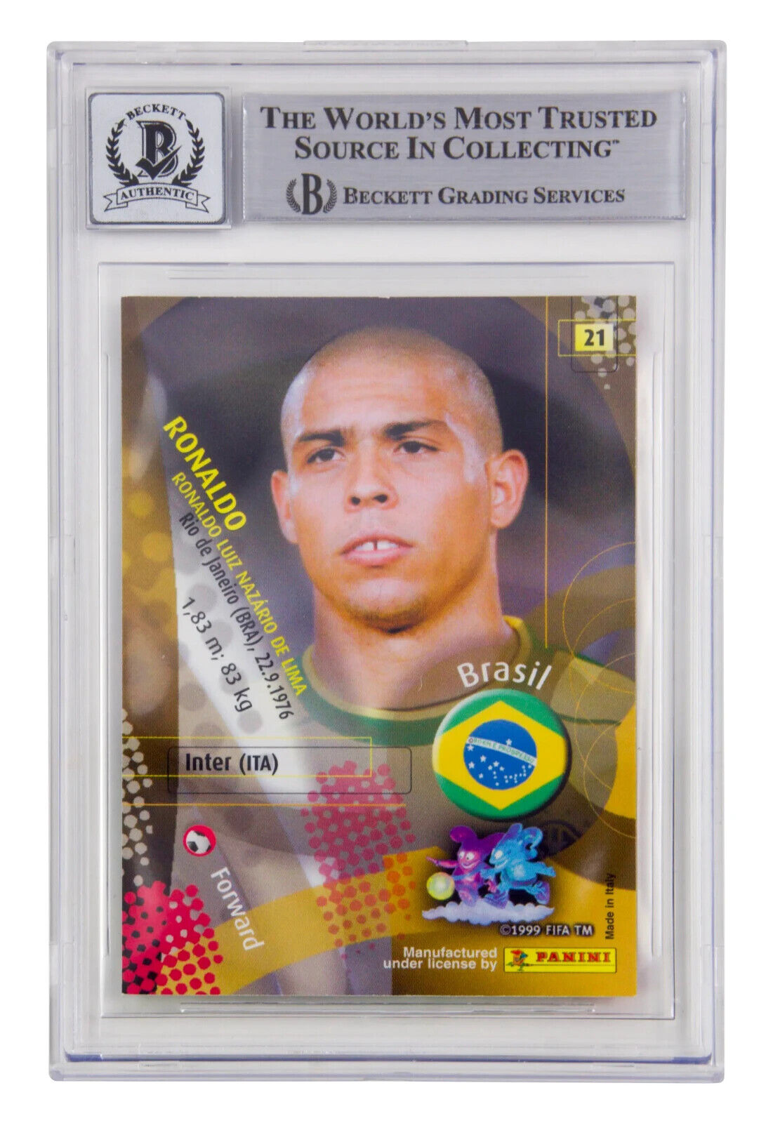 Ronaldo Nazario Signed 2002 Panini World Cup Japan #21 – BGS 10 Autograph